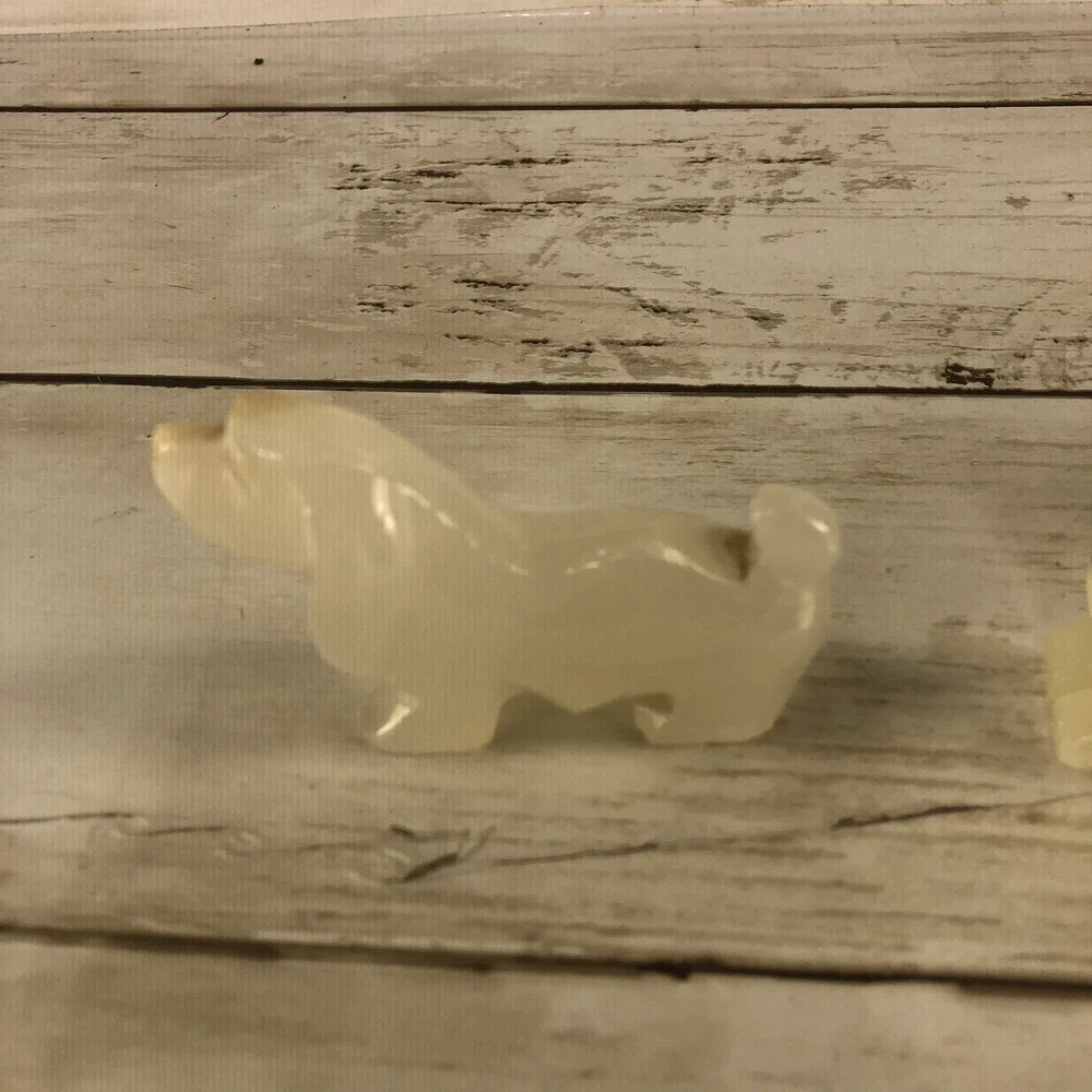 Vintage Carved White Onyx Stone Animal Figurines Set of‎ 3 Dog Bear Horse